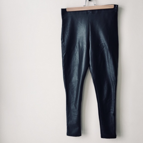 Garage Pants - Black High-Waisted Faux Leather Leggings